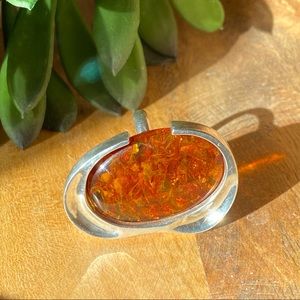 Baltic Amber and sterling silver ring